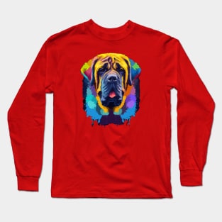 English Mastiff Stencil Design Long Sleeve T-Shirt